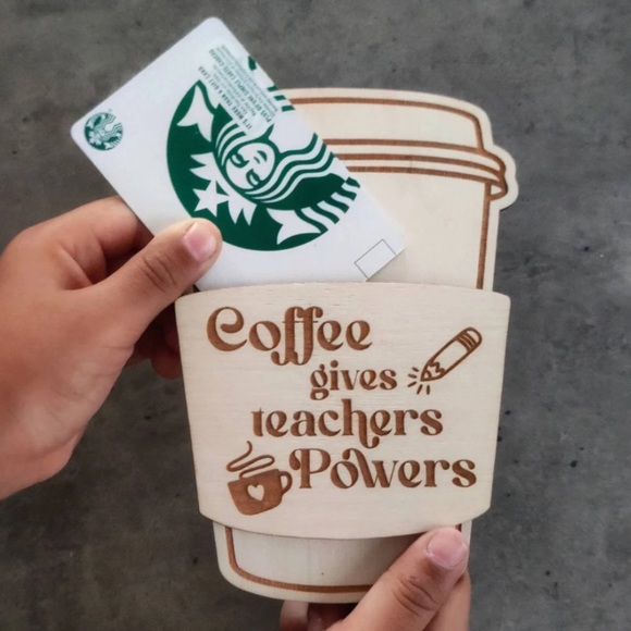 Handmade Wooden Gift Card Holder For Teachers Coffee Gift Card Holder - Picture 3 of 4